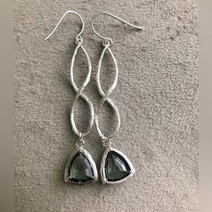 Silver Infinity Smoke Gray Earring